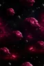 Placeholder: A dark magenta galaxy with asteroids designed in medieval tapestry