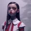 Placeholder: Jenna ortega as Wednesday addams,Short-Sleeve Peter Pan Collar Dress,vampy lipstick, hyper detail, octane render, unreal engine 5, photorealistic, 8k resulation