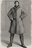 Placeholder: age 20, man, medieval, fighter, russian, croocked nose, czar, rich, simple clothes, short messy hair, thick beard, oligarch, brocade coat with fur, brocade clothes, pencil drawing, muscles, 20 years old, medival leather bootsspitz, gewand aus seide