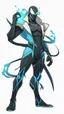 Placeholder: Mix between genji and venom symbiote in solo leveling shadow style with neon glowing blue
