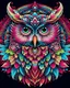 Placeholder: mandala style complex cute owl colorful page, vibrant color, clean black line, no break line, beautiful look, critical art, digital art, full page design, perfect composition, beautiful detailed intricate insanely detailed octane render trending on art station, photorealistic high resolution graphics, colorful and lighting, digital Art, color will be red, magenta gradient