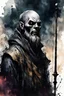 Placeholder: highly detailed ink wash and watercolor character concept illustration of Charon, the ferryman of the dead, maximalist, sharp focus, highest resolution, in the styles of Bill Sienkiewicz, Denis Forkas , Masahiro Ito, boldly inked, 8k, coarse, gritty textures