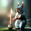 Placeholder: a cute litte squirrel wearing Hanfu, holding a large candle, BK complex detail, cinema, reality, detail, octane rendering, stoic cinematic 4k epic detailed photograph shot on kodak detailed bokeh cinematic hbo dark moody 8k, 85mm f/16 by leica