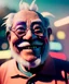 Placeholder: Ultra Realistic photo, medium shot view, drunken sweet happy old Asian man, carnival scene, monster hair, steampunk style. Red hair, confeti, smile, happy, festival, ovnis, gradient color fog. highly detailed, concept art, unreal engine 5, ray tracing, RTX, lumen lighting, ultra detail, volumetric lighting, 3d, finely drawn, high definition, high resolution.