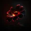 Placeholder: HD, photorealistic, black background, glowing red object with a flower behind it