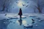 Placeholder: Gems, little puddle, space, person, ice, winter, flying birds, fantasy, john singer sangent impressionisn painting