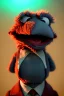 Placeholder: Waist up muppet Portrait, Kim Jong-un as muppet doll, black suit, photo studio, red background, unreal engine 5, concept art, art station, god lights, ray tracing, RTX, lumen lighting, ultra detail, volumetric lighting, 3d.