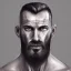 Placeholder: painted portrait of rugged man, nordic god, dark hair, shaved sides, masculine, 35 years old, handsome, upper body, stubble, grey and silver, muscular, hairy torso, fantasy, intricate, muscular, elegant, highly detailed, digital painting, artstation, concept art, smooth, sharp focus, illustration, art by gaston bussiere and alphonse mucha