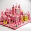 Placeholder: A light pink western town made out of toys painted by Keith Haring