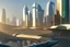 Placeholder: sunny day, modern contemporary city, sci-fi, people, epic