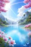 Placeholder: fantastic,Beautiful garden, flowers,rainbows, cascades arc en ciel, papillons colorés