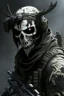 Placeholder: A soldier in the game modern warfare, he wears a skull mask with horns that covers his eyes. The lower half of his face is covered by a mask with a bloody fanged grin. He is a sniper, but can also run point. His call sign is Wraith. Couple