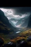 Placeholder: A stunning mountain landscape, mountain gorge, bright color palette, high detail, perfect by composition, gcinematic shot, intricate details, a cloudy stormy weather in the background