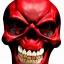 Placeholder: red skull of devil, teeth in nose, pixar style