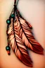 Placeholder: feathers and beads on leather string moving in the wind, warm colors, sharper details, fantasy