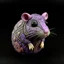 Placeholder: A light purple undead elemental hamster designed in Kuna molas painted by Birge Harrison