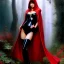 Placeholder: fullbody portrait 'beautiful sexy busty mature Red Riding Hood',wearing black skintight latex suit,hyperrealistic skin,Hyperrealistic Big eyes,painting by gaston bussiere, greg rutkowski, yoji shinkawa, yoshitaka amano, tsutomu nihei, donato giancola, tim hildebrandt, oil on canvas, cinematic composition,sharp image, extreme detail,((fit full head inside picture)),32k