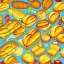 Placeholder: bread and butter, seamless pattern, oil on canvas, pop art