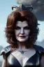 Placeholder: younger Rene Russo as evil queen in leather, cleavage, angry, stern look, unreal 5, octane render,cinema4d, dynamic lighting, dramatic lighting, 4k, redshift render, highly detailed, hyper realistic