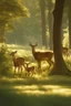 Placeholder: A cute serene forest glade with a family of deer grazing peacefully under the dappled sunlight