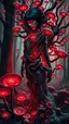 Placeholder: Quintessential Horror Surrealism:A woman Gothic cyber-surreal figure's form undergoes catastrophic dimensional fission through Seedream 3D recursive rendering, fracturing into chaos Legion Doodle simultaneous nightmare realities while simultaneously occupying four perforated reality levels—manifests as a blood-drenched forest where trees weep crimson sap and bioluminescent fungi pulse with recursive Fibonacci patterns, surrounded by carnivorous flowers with fanged mouths dripping neon venom; mat