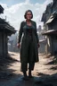 Placeholder: cyberpunk saggy granny woman, abandoned sci-fi town, future, sci-fi