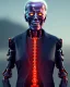 Placeholder: Terminator, Joe Biden as a Terminator,skeleton, evil, 8k, red glowing eyes, battle in background