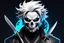 Placeholder: Logo skull, man hair , scissors, mask, cover face in 8k solo leveling shadow artist dynamic pose, oshare kei, hurufiyya, rtx, intricate details, highly detailed, high details, detailed portrait, masterpiece,ultra detailed, ultra quality