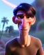 Placeholder: a tall rattled guy with short dark hair tousled on top, a long neck and long limbs and is wearing a t-shirt with a shirt over and skinny jeans