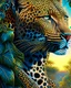 Placeholder: Leopardo en la Selva cuerpo completo árboles detallados elegante obra de arte colores contrastantes pintura al óleo detallada arte Bau Haus hiperdetallada impactante intrincada geométrica sombra 3D arte gráfica iluminación cinematografica 8k cielo soleado nubes coherente