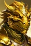 Placeholder: Dragonborn DnD, golden dragon, friendly face