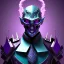 Placeholder: full body undead purple masked villain in galaxy, teal and purple smoke, detailed, realistic, 4k