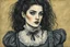 Placeholder: create a 3/4 profile full body oil pastel of a dark haired, , raggedly dressed, savage gothpunk vampire girl with highly detailed , sharply defined hair and facial features , in the style of JEAN-FRANCOIS MILLET and MARY CASSATT