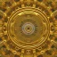 Placeholder: A 4K photo of A long ornate gold mirror. The mirror is fractured and broken into 100 symmetrical pieces