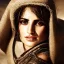 Placeholder: best quality, realistic lighting, masterpiece portrait of Penelope Cruz, details, light dusting of freckles, cowboy shot from above, simple chain hauberk, warhammerVector art matte painting digital illustration 3D shading CryEngine Behance HD 3Delight