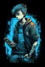Placeholder: boy, , , cyberpunk, holding a cellphone, comic book art style, geek, engineer, t-shirt, jeans, drug addict, ,