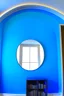 Placeholder: Gallery of blue wall paintings and oval walls