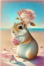 Placeholder: adorable chipmunk holds a diamond, roses on the beach, soft rounded edges, gentle, serene, magical, pastel colours, dynamic lighting, a masterpiece, surreal, Catrin Welz Stein style in sunshine