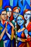 Placeholder: picasso style cubism 5 people