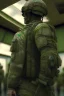 Placeholder: photorealistic back of a soldier, hyperdetailed painting, luminism, Bar lighting, complex, od green miltary, 4k resolution concept art, Artgerm, WLOP, Alphonse Mucha, 3d render, octane render, intricately detailed, cinematic, awesome full color, hand drawn, dark, gritty, cinematic, buckeye burl