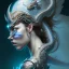 Placeholder: sango fantasy, fantasy magic, intricate, sharp focus, illustration, highly detailed, digital painting, concept art, matte, artgerm and paul lewin and kehinde wiley, masterpiece silver dragon head Asian Afo woman blue waves