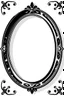 Placeholder: silhouette of a thick black ornamental oval picture frame, black on white vector