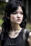 Placeholder: pretty girl, aged 15, black hair, dystopia, athletic, hunger games