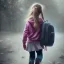 Placeholder: a cute girl who is around the age of 6 years ago caring her school bag as she is walking to school , dramatic, dramatic lighting, volumetric lighting, hyperrealism, 8k, high quality, photorealistic, lot of details