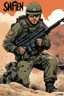 Placeholder: SNIFFIN’ GLUE magazine illustration cover by Möbius : special issue #42 on sniper action and weaponry. guest star: Sergeant JT Sanborn, The Hurt Locker.