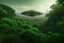 Placeholder: spaceship flying low over a jungle city