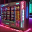 Placeholder: Female vending machine cyberpunk 3d cgi character very detailed and funny,8k,HD, cinematic, sexy, beautiful, glowing, unreal engine