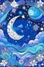 Placeholder: Imagine a starry night sky filled with whimsical elements like crescent moons, shooting stars, and fluffy clouds. Create a design that captures the magic of a dreamy night, leaving room for coloring the sky in calming blues and purples while adding a touch of enchantment to the celestial elements for coloring book in line art