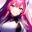 Placeholder: girl, masterpiece, best quality, volumetric lighting, detailed outfit, perfect eyes, dark pink hair, pink eyes, long hair, close-up, laughing, angry,