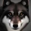 Placeholder: Ultra realistic cg rendering of black wolf with gold eyes